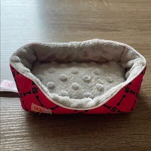 🔥 5/$25 - Red and Gray Pet Bed with Paw Print Design - Out Generation 18” dolls